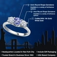 thumbnail image 2 of Gem Stone King 14K White Gold Blue Tanzanite & White Moissanite 3-Stone Engagement Ring | 0.92 Cttw | Round 5MM and 4MM | Three Stone Wedding Anniversary Promise Ring for Women (Size 9), 2 of 6