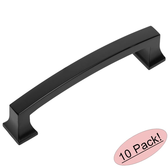 10 Pack - Cosmas 755-4FB Flat Black Contemporary Cabinet Hardware Handle Pull - 4" Inch (102mm) Hole Centers