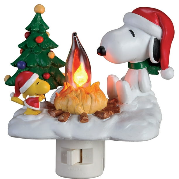 PEANUTS Snoopy & Woodstock Flickering Glowing Campfire Christmas Night Light