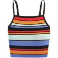 thumbnail image 1 of Haut Court Aguichant à Bretelles pour Femme, Imprimé à Rayures, Camisole en Tricot Côtelé, 1 of 6