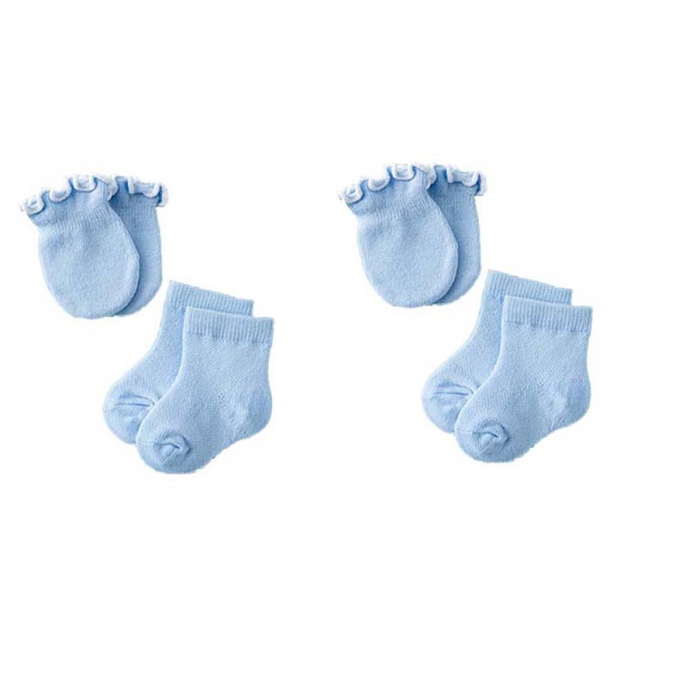 4Pcs Soft Cotton Anti Scratch Mittens Gloves for Newborn Baby Boys Girls Infant 