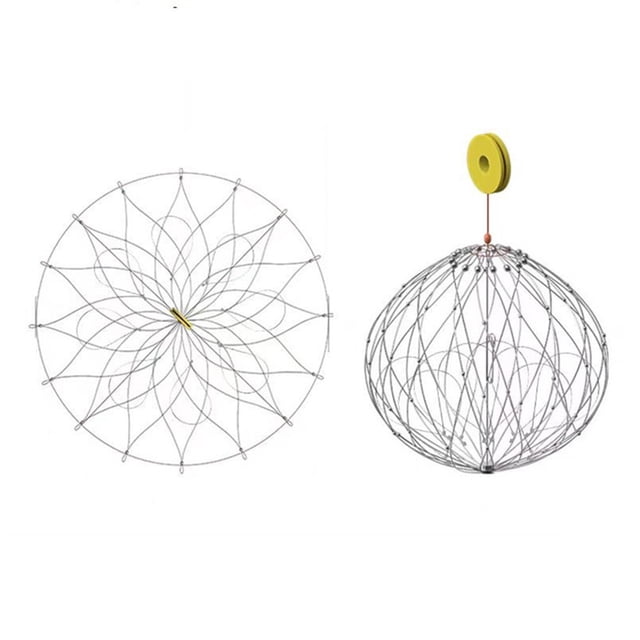 Mosiee Cage pour Crabe Rétractable Cage de Pêche Attrape-Crabe Ouverture et Fermeture Automatiques Piège à Crabe Cage en Fil d'Acier pour Attraper le Crabe