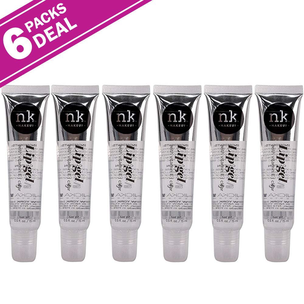 6 Pack NICKA K LIP GEL Thick Hydrating Gloss INFUSED Vitamin E CLEAR