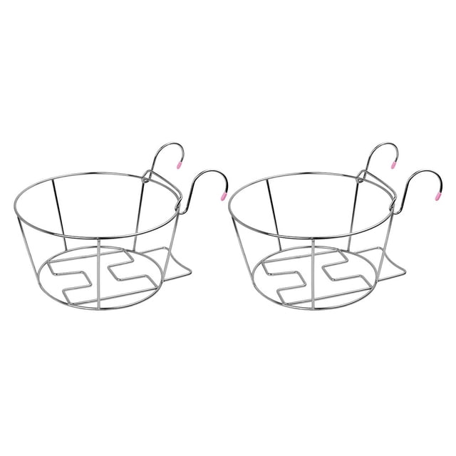 2 Pcs Support de Pot de Fleurs Suspendu en Acier Inoxydable Argenté pour Rangement sur Balcon Mur 6.3 Pouces
