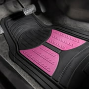 FH Group Universal Fit Two-tone Car Floor Mats Heavy Duty Rubber Full Set 4Pc - F11313PINK