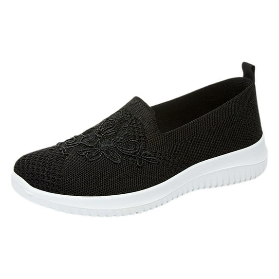 CAIXAI Wide Toe Box Shoes Women Arch Support Women Sock Sneakers Classic Slip-On Women's Walking Shoes Mesh Knitted Mary Jane Flats Women Hands-Free Sock Shoe