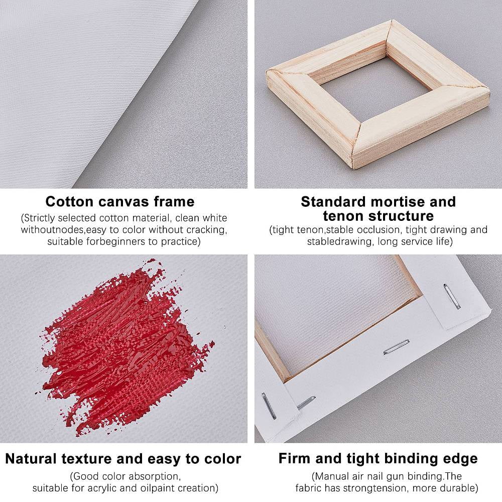 Mini Canvas Paint Set Supplies 12 Pcs Mini Canvas with Easel and 6 Pcs Art Brushes Pen Painting Craft Drawing 10.5x11.5x1.6cm