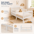 thumbnail image 5 of Zimtown Toddler Bed, Wood Kids Bedframe Children Classic Sleeping Bedroom Furniture w/Safety Rail Fence (White), 5 of 12