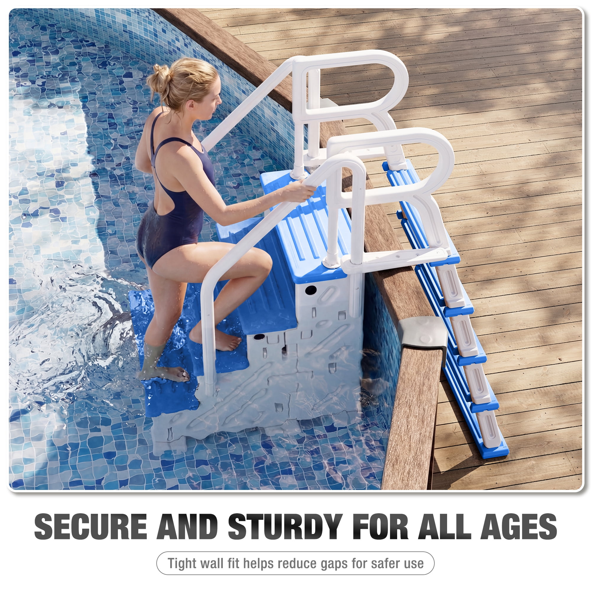 Betisef Pool Ladder above Ground, Heavy Duty 4-Step Pool Ladder with Dual Handrails and Non-Slip Steps, 500 LBS Load Capacity, for 46-58 Inch