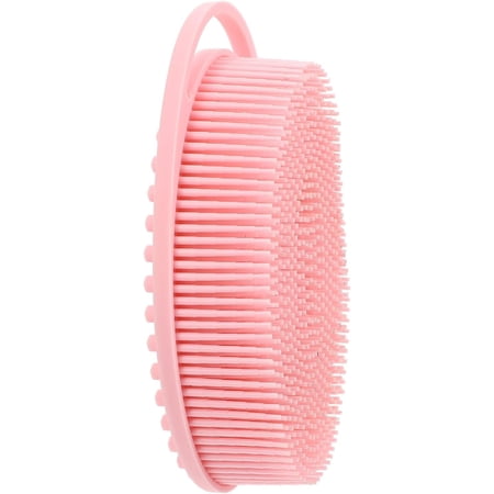 Silicone Bath Scrubber with Hook Pink Body Cleaning Brush for Shower Sensory Training Tactile Massage Bath Tool for Personal Care and Bathing Accessories