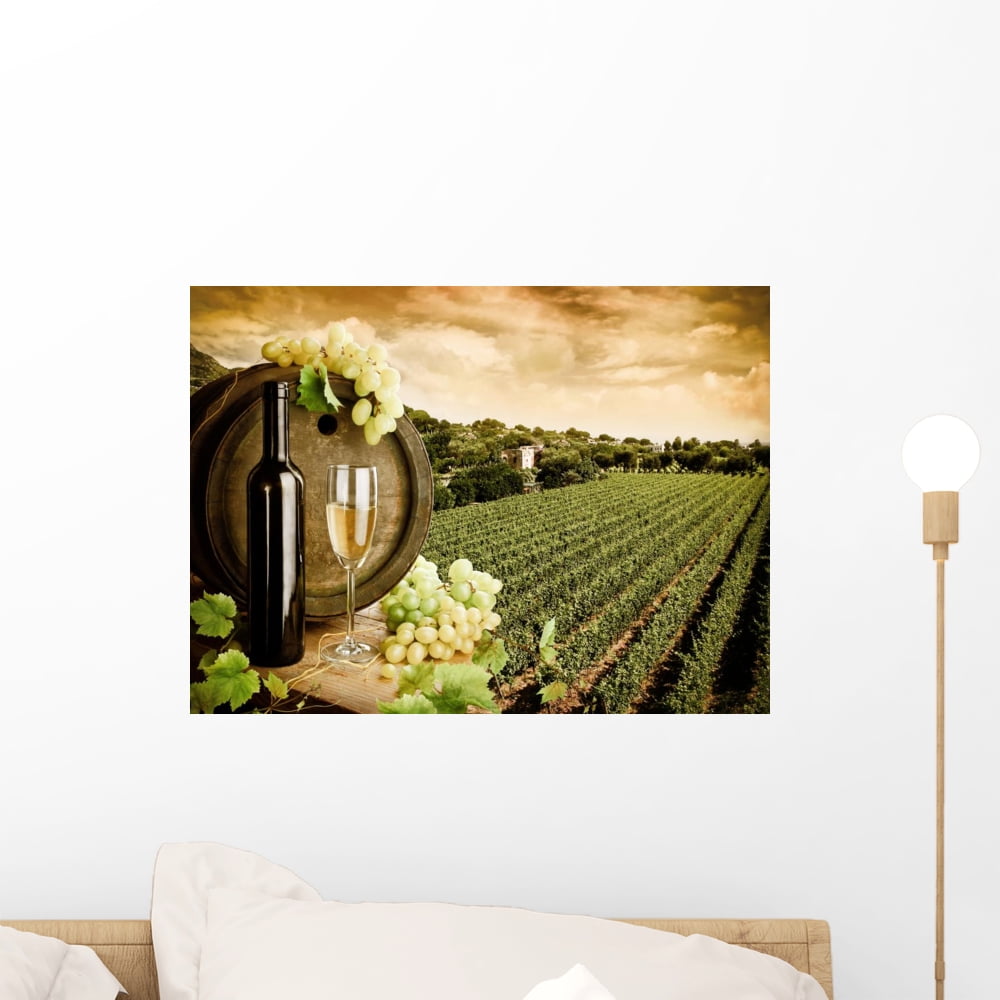 Wine and Vineyard Vintage Wall Mural by Wallmonkeys Peel and Stick Graphic (18 in W x 13 in H