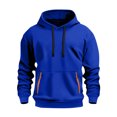 thumbnail image 2 of Men's Zip Up Hoodie with Arm Pocket, Casual Cardigan Style Sweatshirt, Large Size Fleece Jacket for Streetwear, Christmas Gift, Fall Winter Comfort and Travel,Royal Blue,2XL, 2 of 5