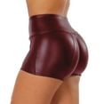 thumbnail image 3 of UHYARE Women's Flexible Club Faux Leather Shorts High Waisted Sexy Disco Short Hot Pants(Red,M), 3 of 5