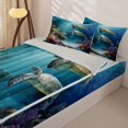 thumbnail image 3 of jejeloiu Sea Animal Turtle Zipper Twin Comforter Sets with Fitted Sheet and 2 Pillowcases Kids,Under The Sea Ocean Style Zipper Bedding Set,Reversible,4 Pieces, 3 of 7