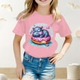 thumbnail image 2 of LIIPEE Girls Shirts Cartoon Animal Printed Short Sleeve Round Neck Tshirt Girl Classic School Tee Shirts,Pink,10-11 Years, 2 of 4