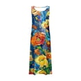 thumbnail image 5 of Dresses for Women Loose Casual Floral Printed Maxi Long Dress Plus Size Sleeveless Round Neck Dresses with Wide Pocket Summer Beach Boho Tank Dress Tshirt Dresses for Ladies, 5 of 5