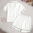 thumbnail image 4 of Bainana Girls Sleep Set 2Pcs Tween Girl Heart Print Short Sleeve Shorts Loungewear Set Soft Button Top And Shorts Comfortable Loungewear For Kids Size 12-13 Years White, 4 of 7