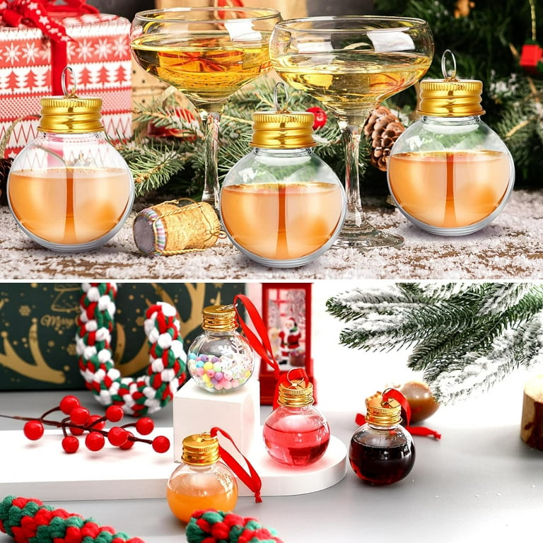 Christmas Booze Christmas Fillable Booze Tree Ornaments Water Bottle Bulbs  Shape Plastic Clear Christmas Ornaments Pendant Ball Bell for Home Party  Decor (36, Ball Style) 