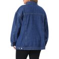 thumbnail image 3 of Agnes Orinda Women's Plus Size Denim Jacket Button Down Lapel Long Sleeve Coat Boyfriend Casual Jean Jackets 2X Dark Blue, 3 of 6