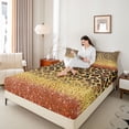 thumbnail image 4 of Homewish Gold Brown Cheetah Print Bed Sheets, Bling Fashion Abstract King Sheets, Teens Kids Adult Sheet Set, Ultra Soft Bedroom Decor, 4 Pieces, 4 of 7