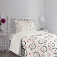 thumbnail image 5 of Ambesonne Narwhal Quilted Bedspread Set 2 Pcs, Doodle Style Whales, Twin Size, Pink Black White, 5 of 6