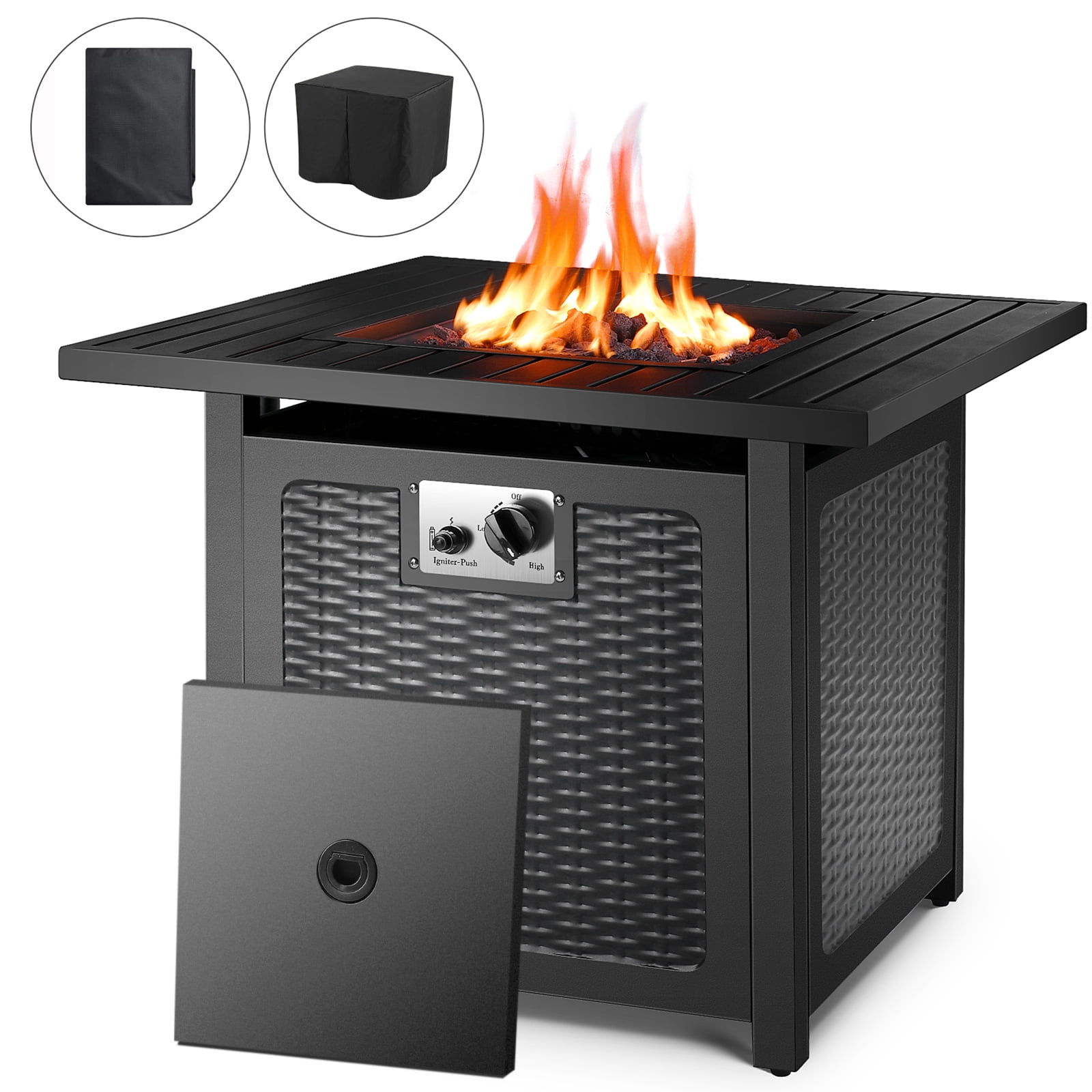 32" 50,000BTU Outdoor Gas Fire Pit Propane Gas Heater Patio Square Table Xmas 