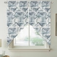 thumbnail image 2 of Teal Grey Whale Coastal Swag Valances for Windows, Kitchen Curtains 36 Inch Length 2 Panels Set, Watercolor Beach Ocean Nautical Short Curtains for Small Windows Rod Pocket Cafe Curtains 28"x36", 2 of 8