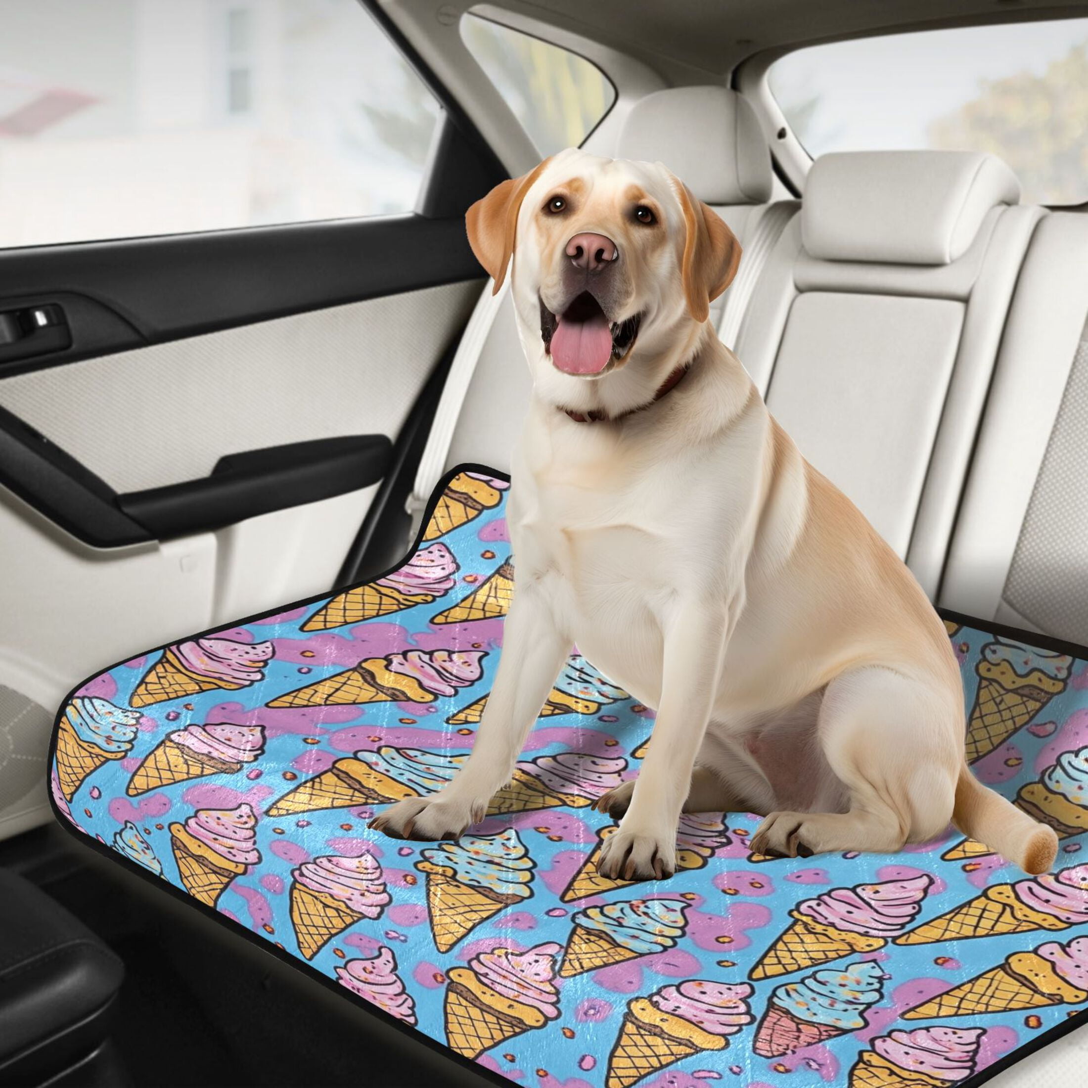 Qxltty Ice Cream Cones Cartoon Patterns Cat litter Pads Pet Set of 2 Diaper Mats Center Anti-leakage Layer Absorbent Soft and Comfortable