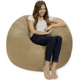 thumbnail image 2 of Chill Sack Bean Bag Chair, Memory Foam Lounger with Microsuede Cover, Kids, Adults, 4 ft, Camel, 2 of 8