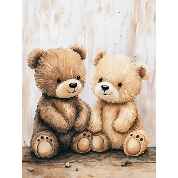 Adorable Teddy Bear Couple Canvas Art Print, Perfect for Living Room, Bedroom, Nursery, Office, and Gallery Wall Decor
