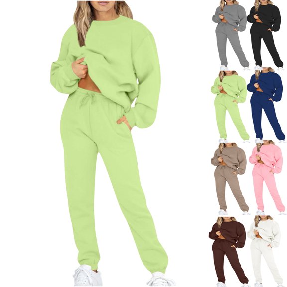 Sweatsuit Outfits for Women Oversized Crew Neck Sweatshirt Jogger Pants Set with Pockets Soft Loungewear Streetwear Sports Outfit Mint Green 3XL