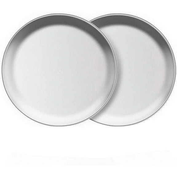 Slaprin Stainless Steel Plates Set of 2, 8-inch Metal Dinner Plates for Kids Toddlers, Great for Self-feeding/Picnic/Outdoor Camping, Healthy & Non-toxic, Shatterproof & Dishwasher Safe