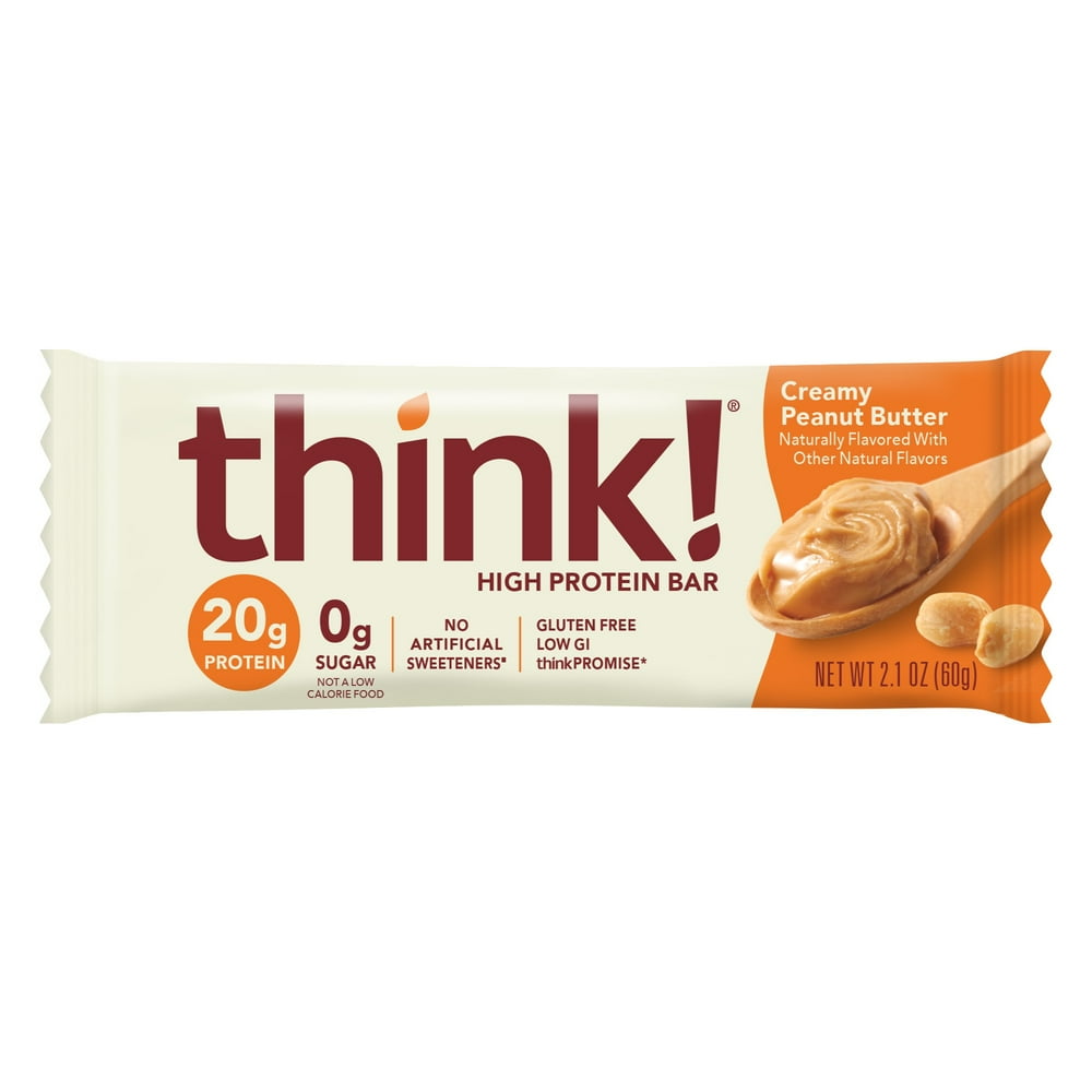 think! High Protein Bar, Creamy Peanut Butter, 20g Protein, Gluten Free
