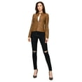 thumbnail image 2 of Made by Johnny Women's Vegan Leather Motorcycle Jacket XL CAMEL, 2 of 6