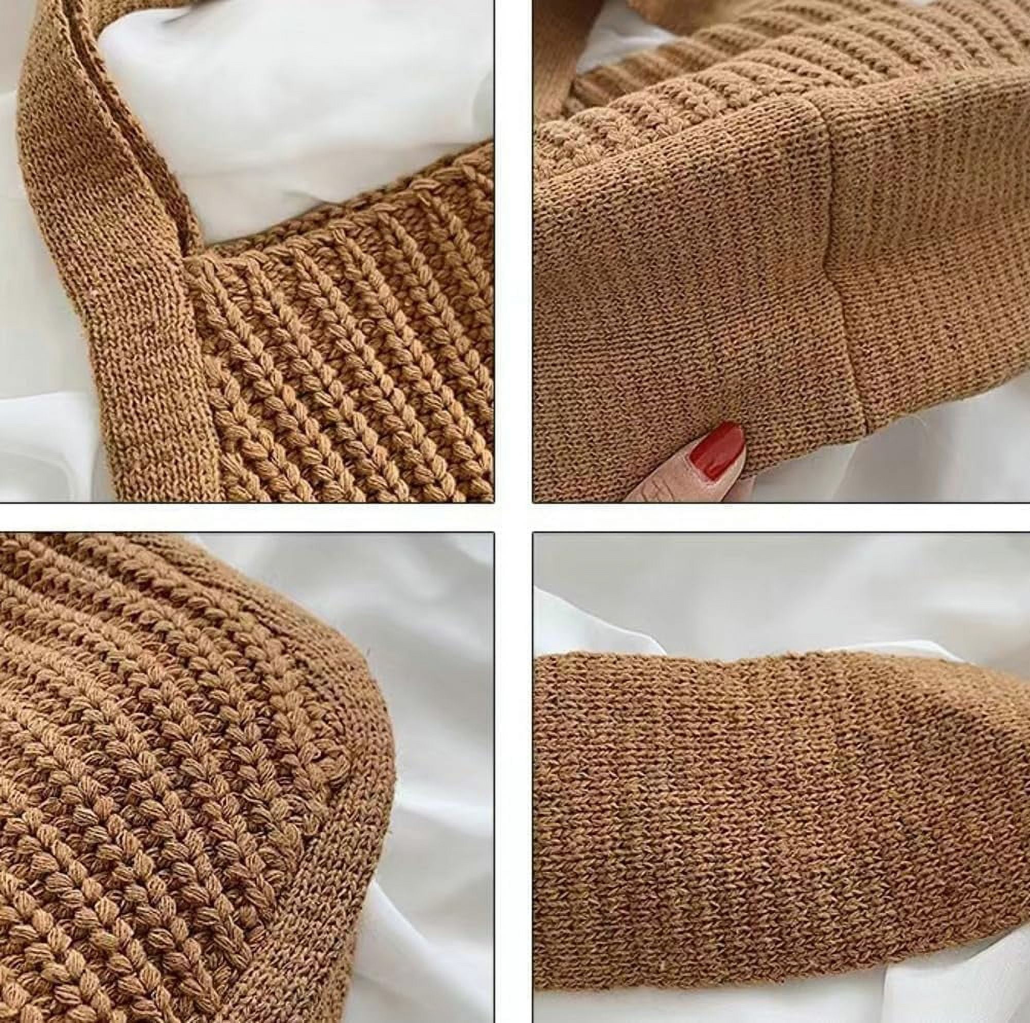 Kukuzhu Women's Hobo Bag Crocheted Shoulder Bag Large Knitted Handbags Tote Aesthetic Purse Top Handle Bag