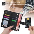 thumbnail image 3 of MZCHENYI phone case for iPhone 16 Pro max Leather protective case, premium PU wallet pocket credit card slot, with wristband zipper wallet cover, 3 of 6