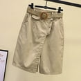 thumbnail image 3 of Women's Solid Color Linen Cropped Trousers - Pocket Overalls, Comfortable for All Seasons, 3 of 8
