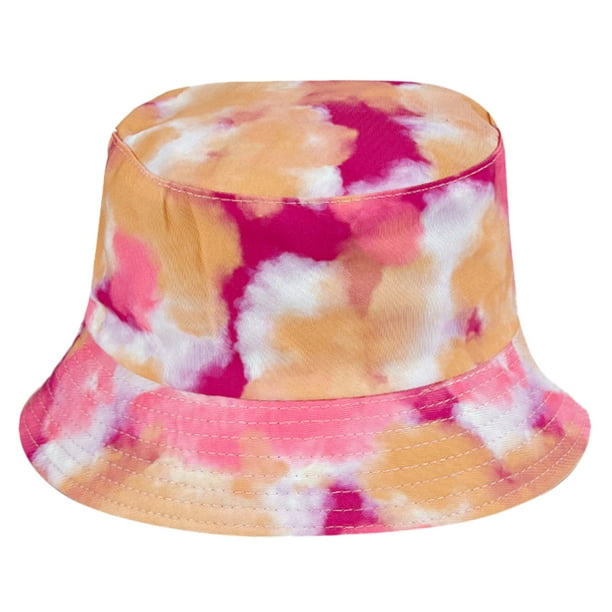 Sombrero de pescador teñido anudado estampado, sombrero de protección solar para exteriores, sombrero de tazón de doble cara con graffiti