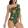 thumbnail image 3 of Haiem Cute Hedgehogs Cactus Blue Women's One Piece Swimsuits Tummy Control One Shoulder Bathing Suits Ruffle Swimwear-Large, 3 of 8