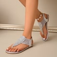 thumbnail image 5 of ssuyfkrb Summer Sandals,Sandals Women Comfortable,Summer Sandals for Women,Open Toe,Sequin,Flat Heel,Casual,Silver,3XL, 5 of 9