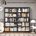 thumbnail image 4 of CBNTKI 5 Tier Metal Bookshelf, Black 69" Tall Bookcase, Large Heavy Duty Book Shelves,  Wide Book Shelves, Display Storage Shelves for Library Bedroom Living Room Office, 4 of 14