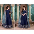 thumbnail image 2 of Tenue de Réception de Mariage Bleue Personnalisée, Anarkali et Dupatta de Designer, Livraison Gratuite, Toutes Tailles, 2 of 5