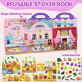 thumbnail image 6 of ACGROW 2 Sets Reusable Sticker Book for Kids, Puffy Jelly Stickers for Toddlers, Travel Essentials Craft Activities Toys for Girls Birthday Gifts - Princess, Fruits & Vegetables, 6 of 7