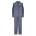 thumbnail image 4 of Generic Womens Long Sleeve Pajamas Set Soft Sleepwear Button Shirt Long Pants Pj Lounge Sets, 4 of 4