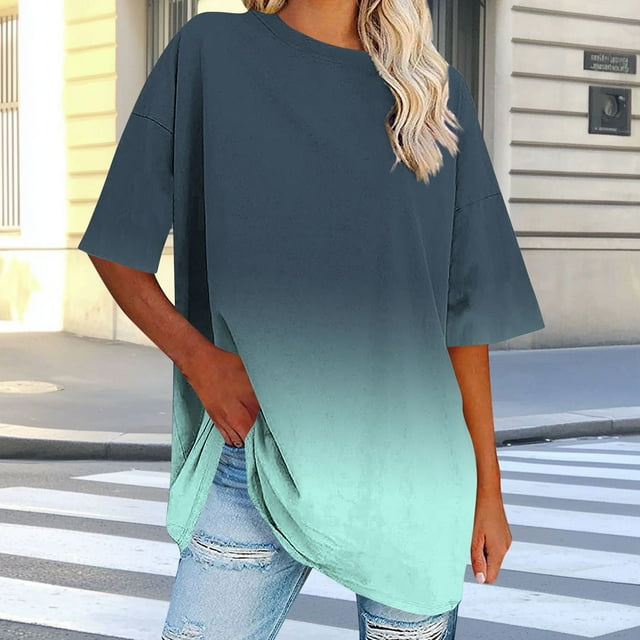 FcBaudy Hauts pour Femmes, Chemises pour Femmes, Blouses à Manches Courtes Col Rond & Chemises Grande Taille pour Femmes Col Rond Manches Courtes Chemise de Base Unie d'Été T-shirt de Sport Hauts Blouse en Polyester pour Femmes