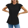 thumbnail image 1 of Camisetas de Manga Corta para las Mujeres Cuello Redondo Sólido Fuera Del Hombro Botón Superior, Camiseta Casual de Poliéster para el Uso Diario, Fiesta Y Primavera, 1 of 6