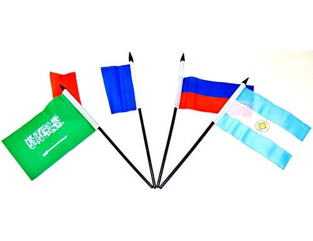 G-20 (Group of 20) WORLD FLAG SET with BASE--20 Polyester 4"x6" Flags, One Flag for Each Country in in the G-20, 4x6 Miniature Desk & Table Flags, Small Mini Stick Flags