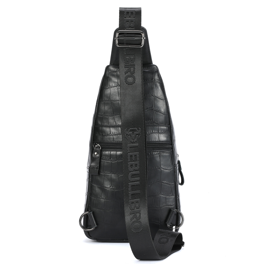 LEBULLBRO Sling Bag for Men Genuine Leather Chest Bag Crossbody Backpack Travel Hiking Outdoor Sports Alligator Pattern Cowhide