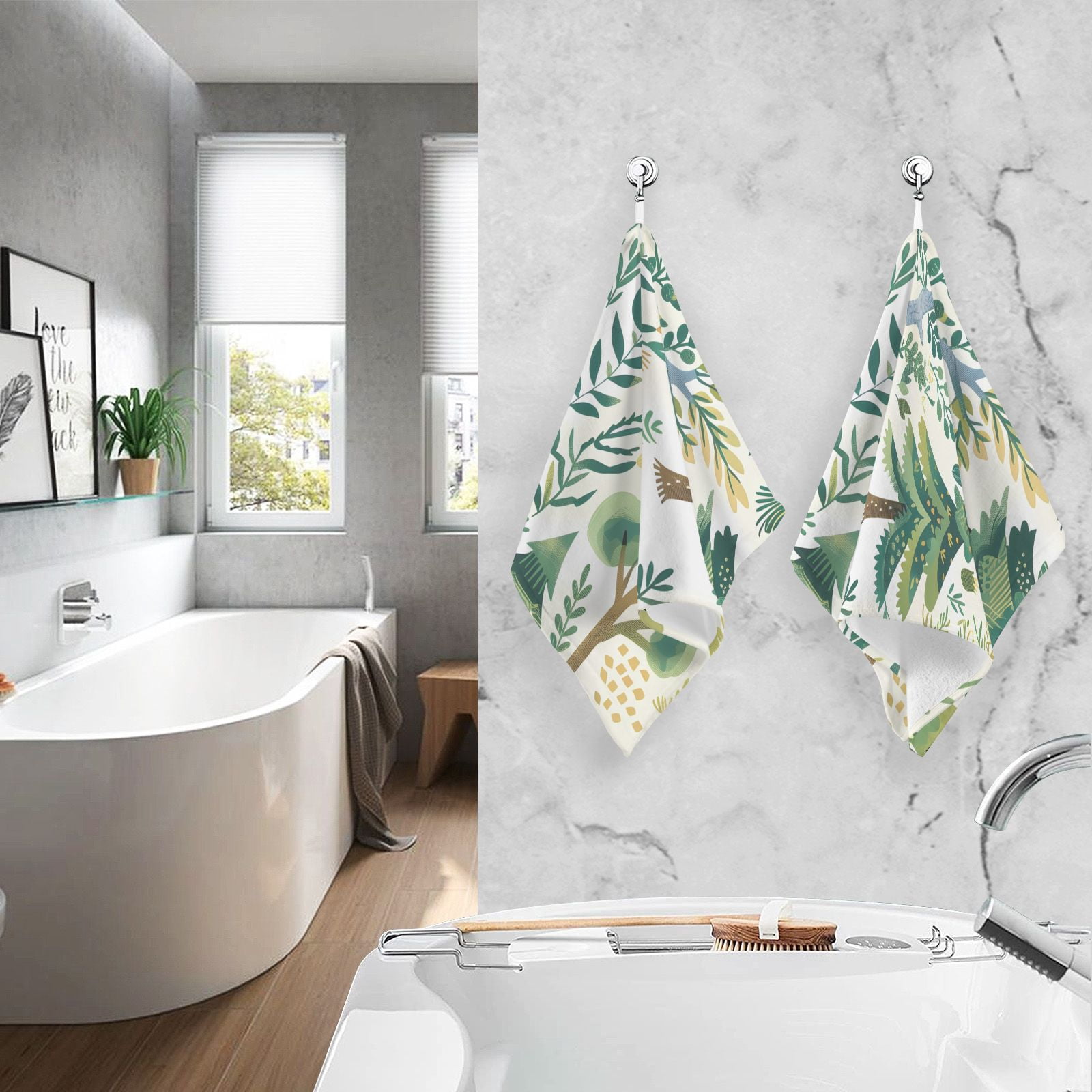 Trees Hand Towels Cotton Bath Towels Large Face Towels Absorbent for Bathroom 2 Packs