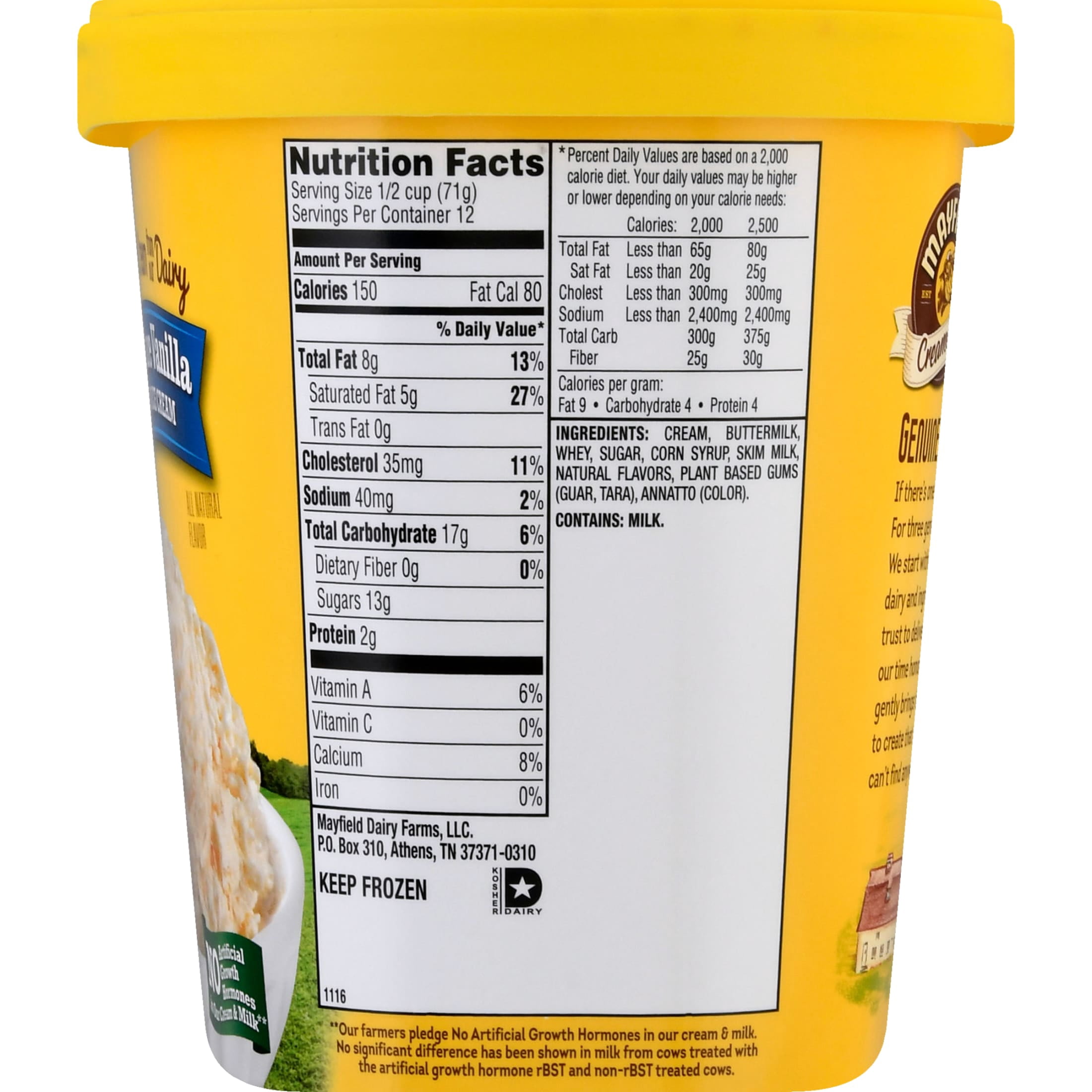 Mayfield Signature Vanilla Ice Cream Tub - 1.5 Quart